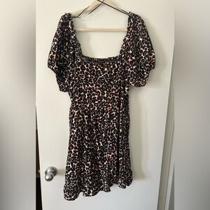 Women’s Puff Sleeve Animal Print Dress